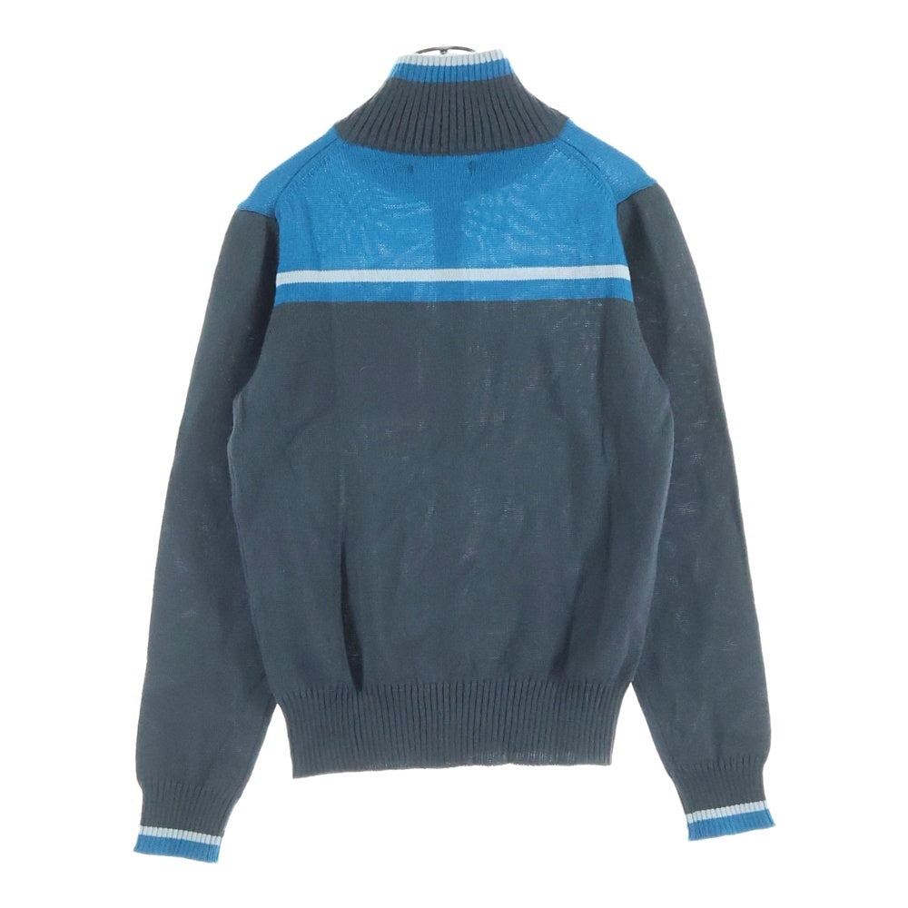 DIESEL(ディーゼル) 90-00S イタリア製 フロント刺繍 スタンドカラー ドライバーズニット グレー/ブルー