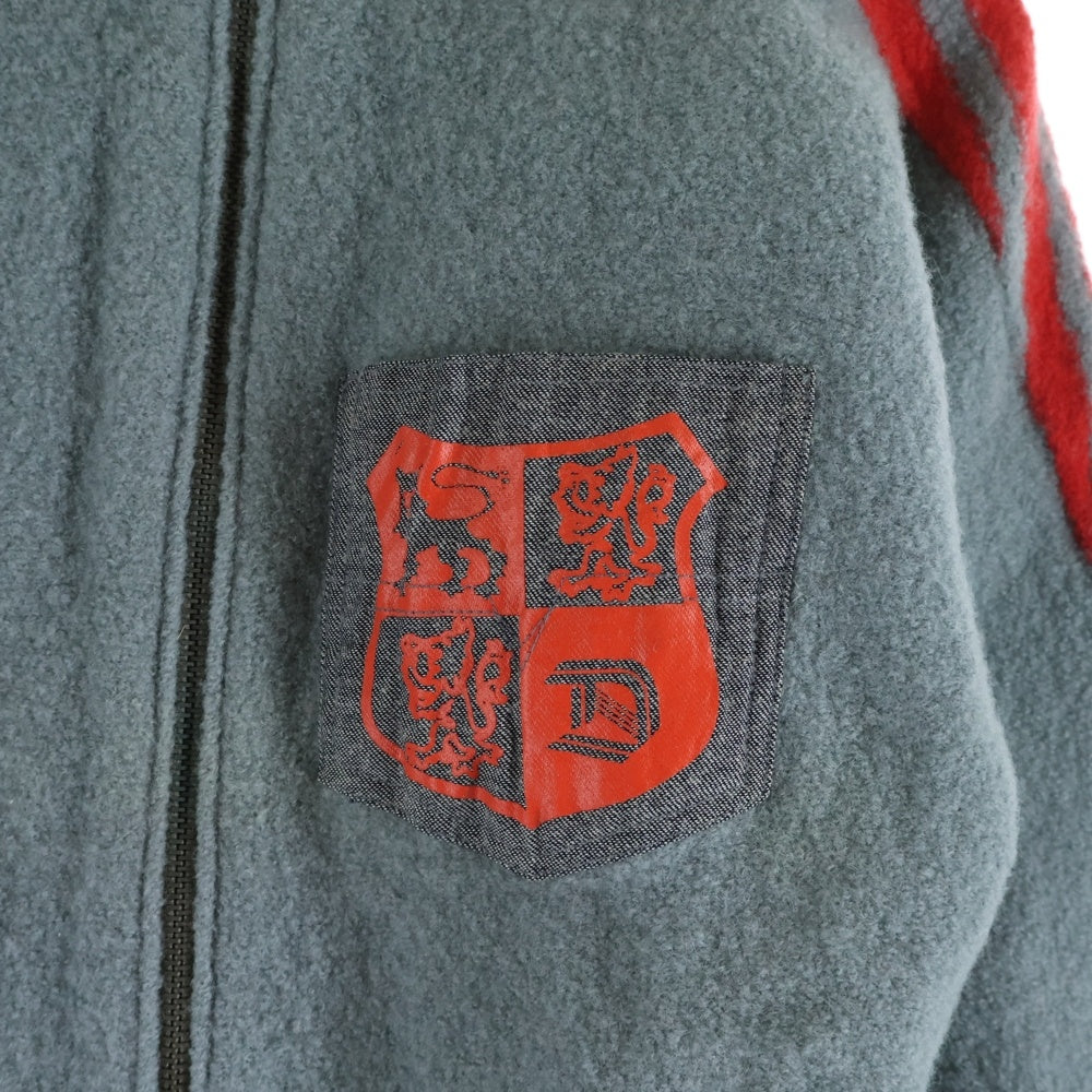 DIESEL(ディーゼル) 90-00S ショルダーライン エンブレムプリント スタンドカラー ドライバーズニット グレー/レッド レディース