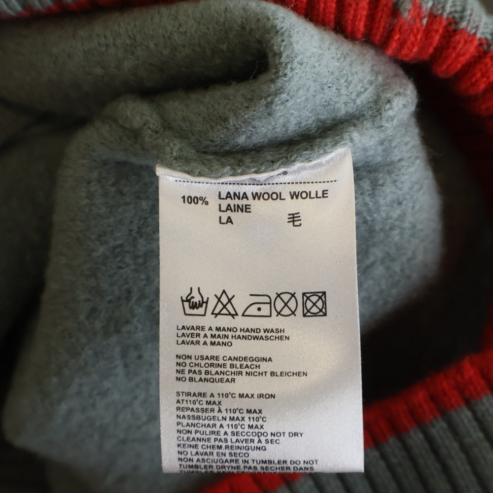 DIESEL(ディーゼル) 90-00S ショルダーライン エンブレムプリント スタンドカラー ドライバーズニット グレー/レッド レディース