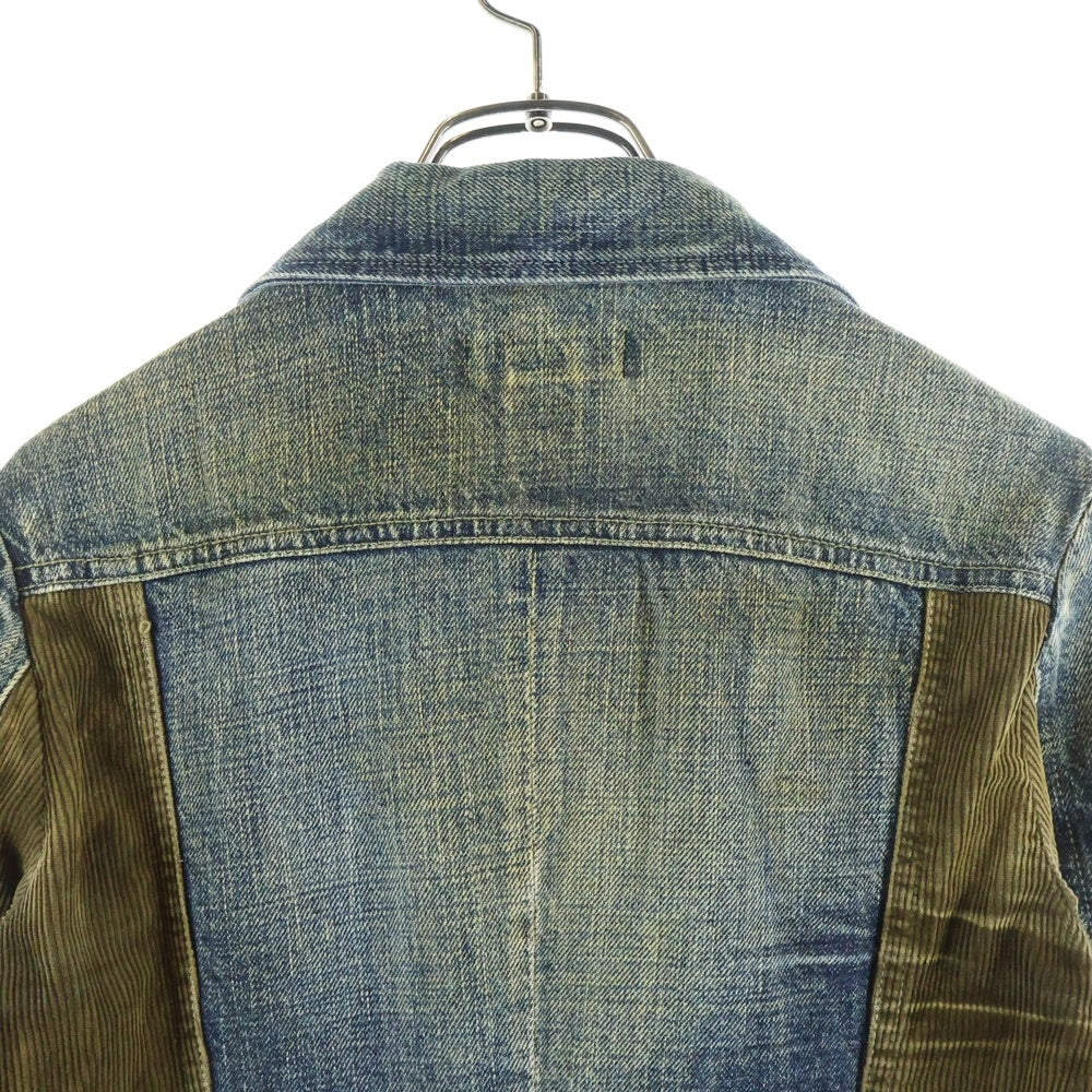 DIESEL(ディーゼル) 00S NOBLOUSE-LES コーデュロイ切替 ライダースデザイン デニムミニワンピース インディゴ/オリーブ レディース