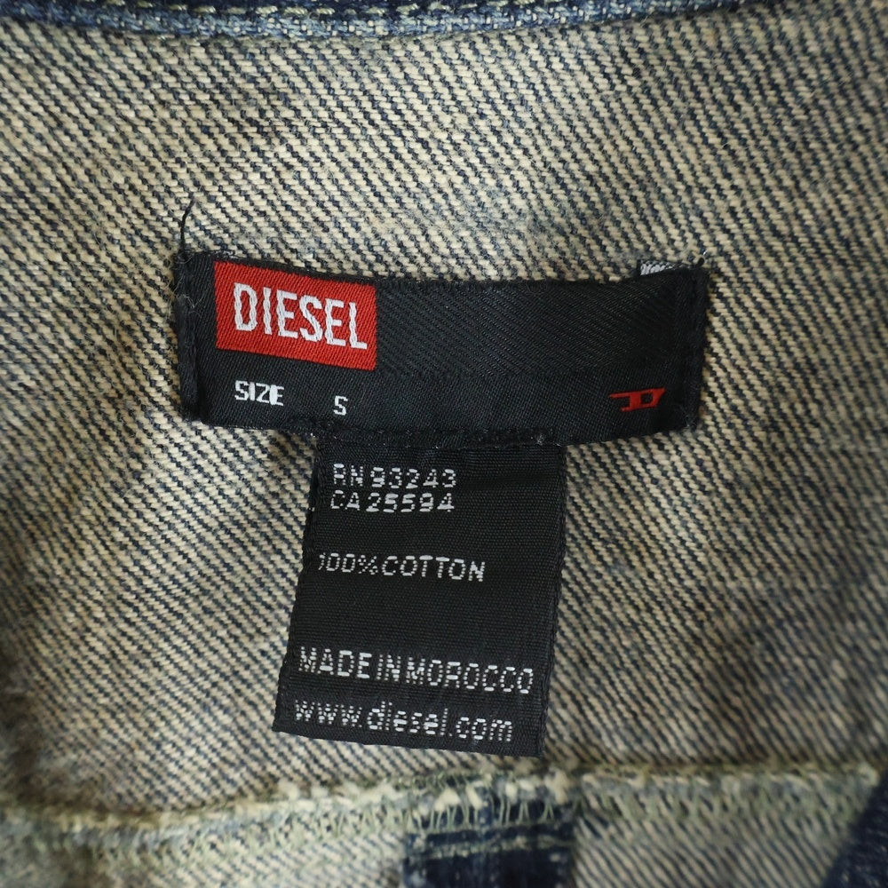 DIESEL(ディーゼル) 00S NOBLOUSE-LES コーデュロイ切替 ライダースデザイン デニムミニワンピース インディゴ/オリーブ レディース