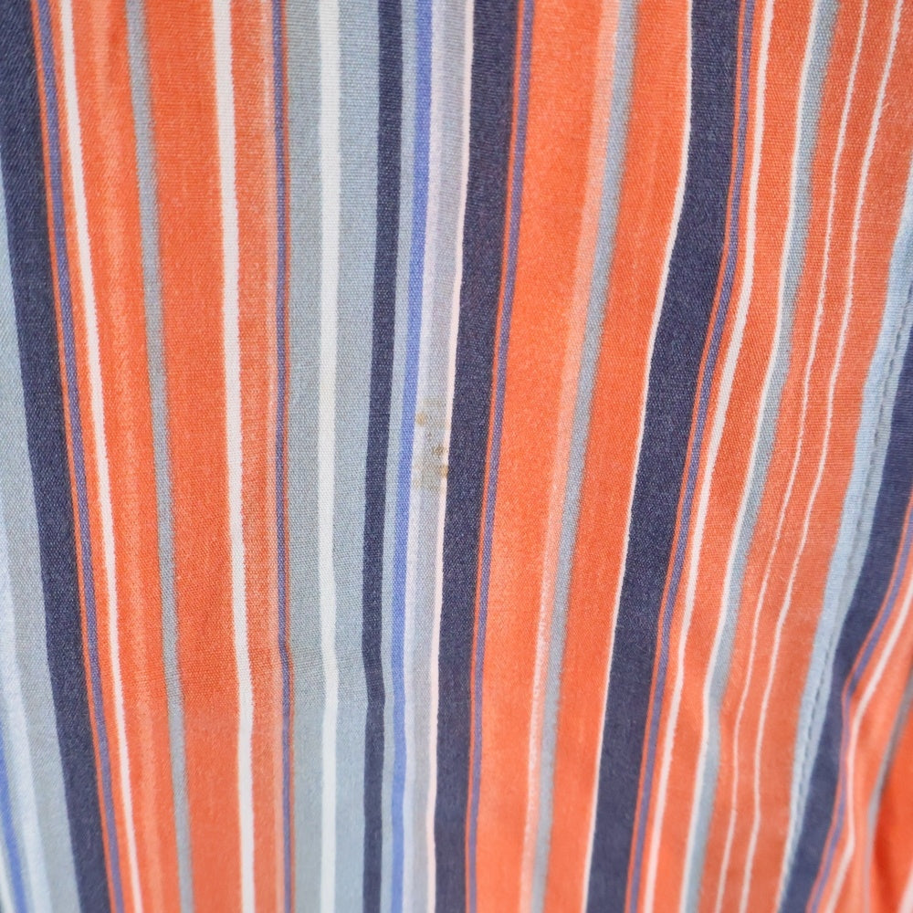 DIESEL(ディーゼル) 00S ストライプ スナップボタン ウエスタン長袖シャツ オレンジ/ブルー レディース