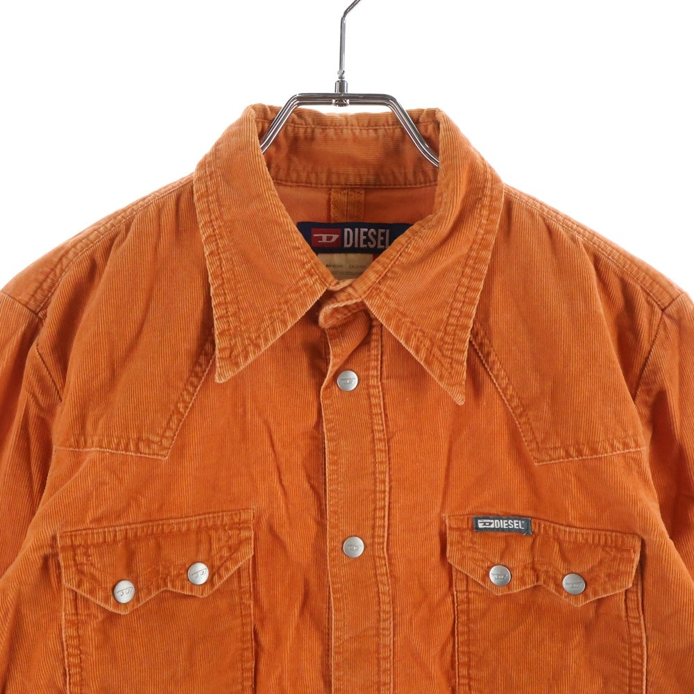 DIESEL(ディーゼル) 00S コーデュロイ スナップボタン ウエスタン長袖シャツ オレンジ レディース