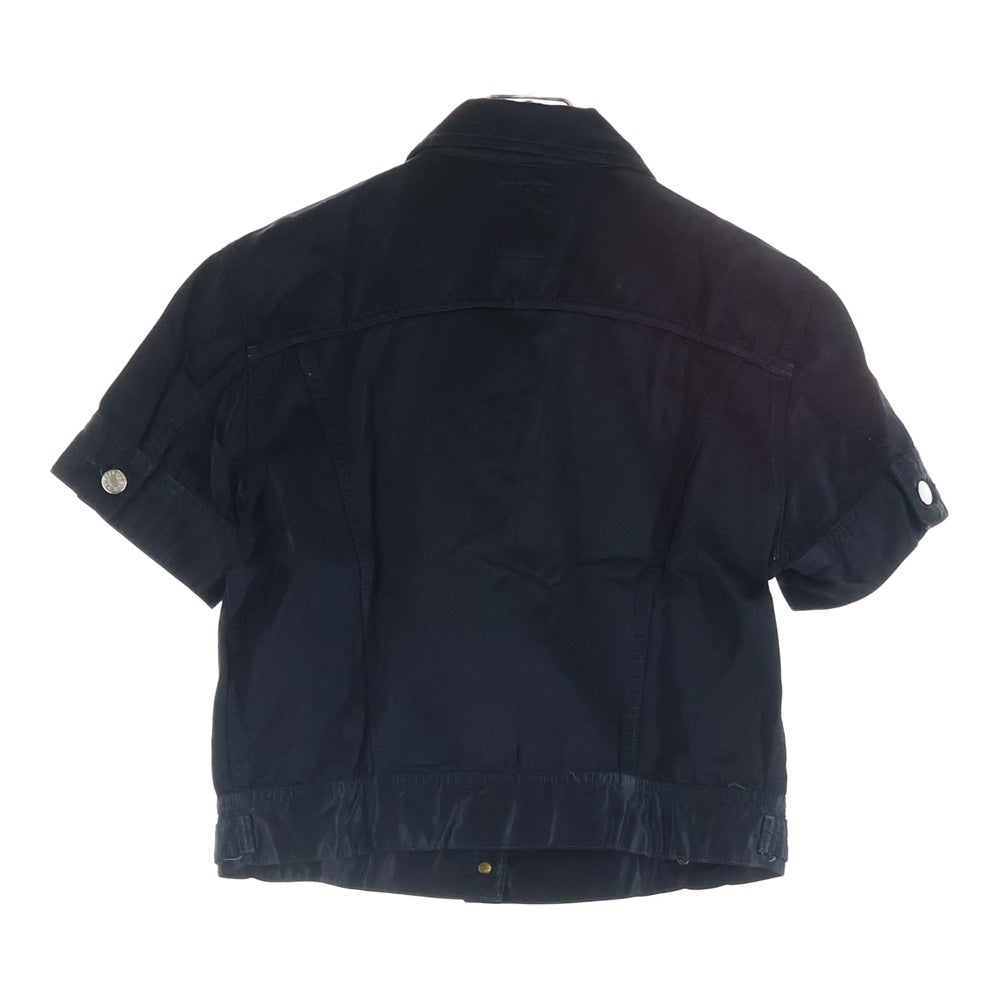 DIESEL(ディーゼル) 00S FEMALES ショート丈 サテン 半袖トラッカージャケット ブラック レディース