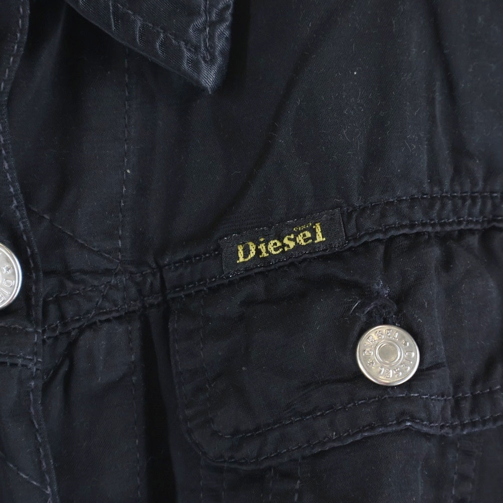 DIESEL(ディーゼル) 00S FEMALES ショート丈 サテン 半袖トラッカージャケット ブラック レディース