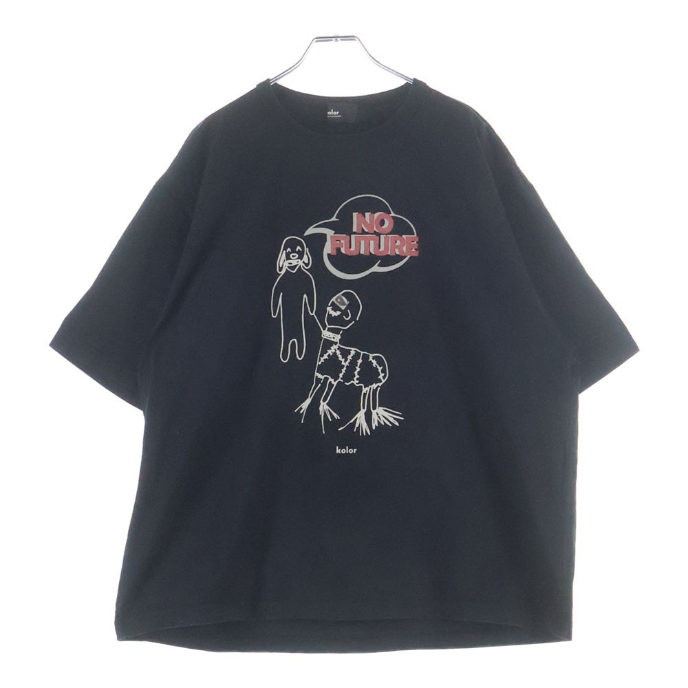 Kolor Tシャツ　オーバーサイズ kolor(カラー) 24AW NO FUTURE フロントプリント コットン オーバー