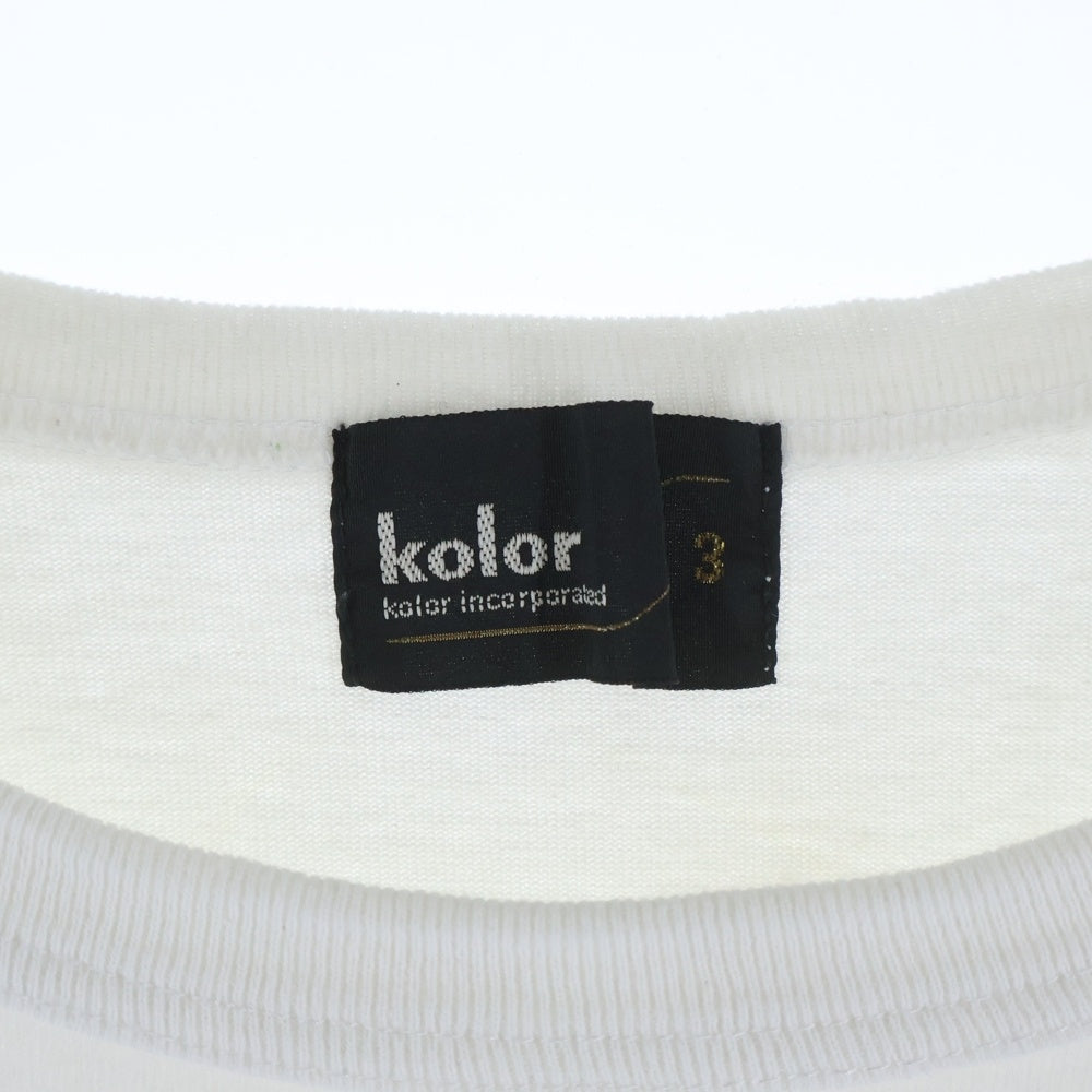 kolor(カラー) 24AW フロント刺繍デザイン 度詰めコットン 天竺 クルーネック 半袖Tシャツ カットソー ホワイト 24WCM-T15208