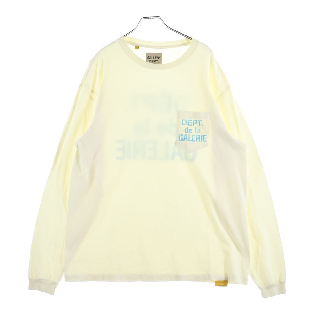 GALLERY DEPT.(ギャラリーデプト) 23SS DEPT DELA GALERIE CRISIS POCKET L/S TEE 両面プリント クルーネック ポケット 長袖Tシャツ カットソー アイボリー FRP1171