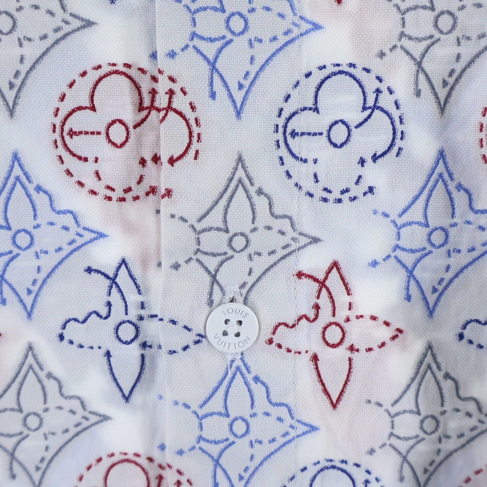 LOUIS VUITTON(ルイヴィトン) 21AW モノグラム シグネチャー刺繍 コットン 半袖シャツ ホワイト/マルチカラー RM212Q EQ4 HLS44W