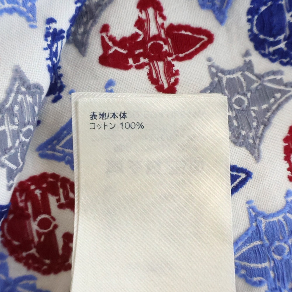 LOUIS VUITTON(ルイヴィトン) 21AW モノグラム シグネチャー刺繍 コットン 半袖シャツ ホワイト/マルチカラー RM212Q EQ4 HLS44W