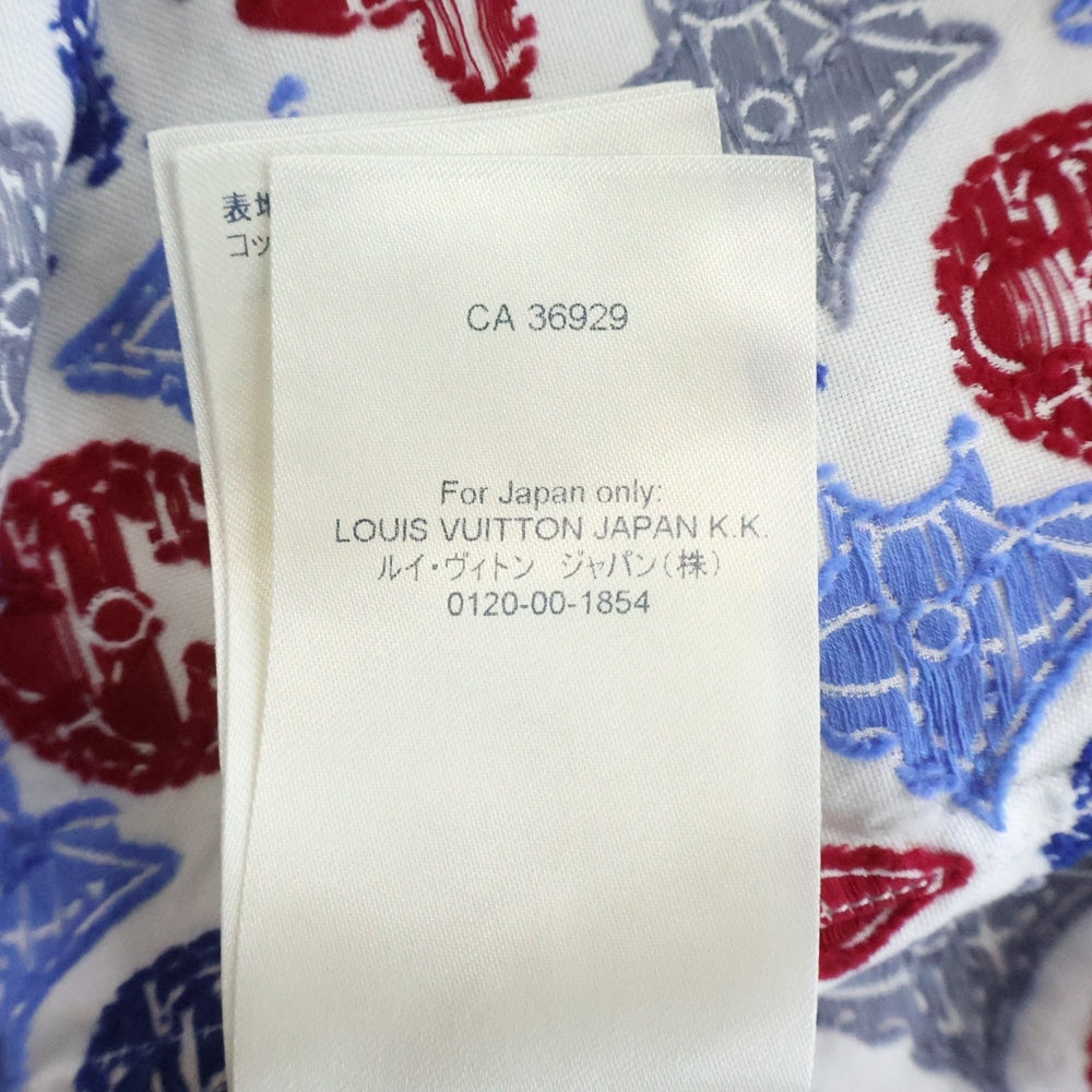 LOUIS VUITTON(ルイヴィトン) 21AW モノグラム シグネチャー刺繍 コットン 半袖シャツ ホワイト/マルチカラー RM212Q EQ4 HLS44W