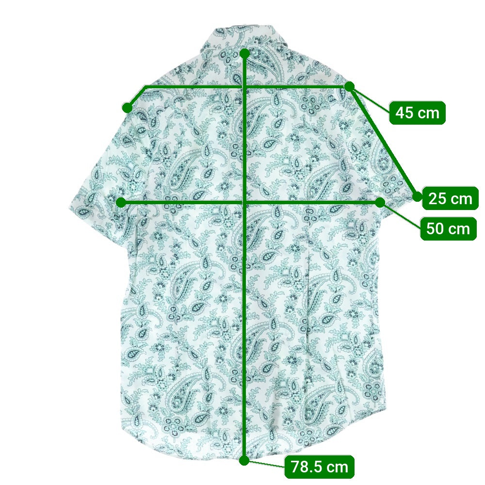ETRO(エトロ) 22SS イタリア製 ペイズリー柄 コットン 半袖シャツ ホワイト/グリーン 221-1K445-4722