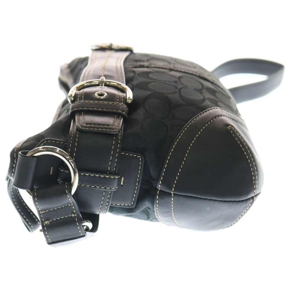 COACH(コーチ) シグネチャー キャンバス レザー切替 2WAYハンドバック ショルダーバック ブラック F07077