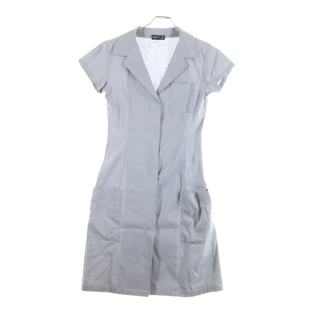 agnes b.(アニエスベー) コットン テーラードカラー半袖ワンピース レディース グレー