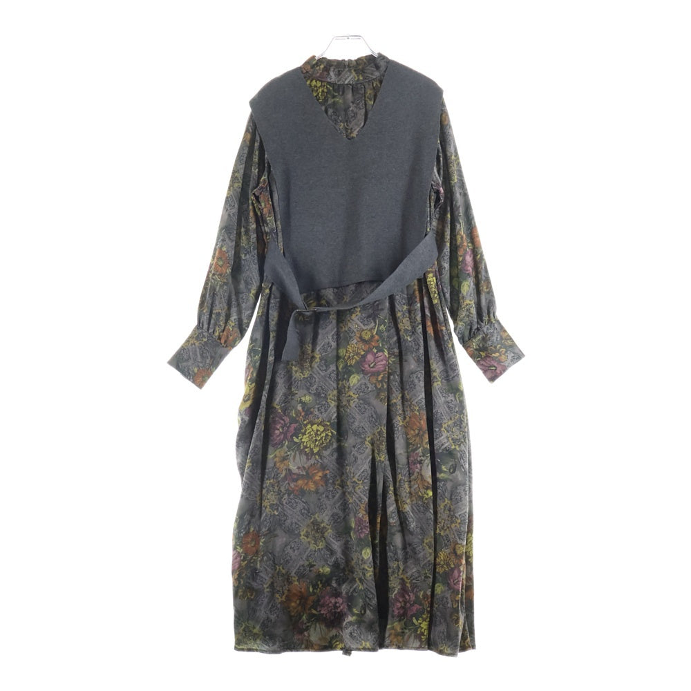 AMERI(アメリ) UNDRESSED NATHALIE VEST SET DRESS アンドレスド ナタリーベストセット 花総柄ドレス ワンピース レディース グレー 02020550471