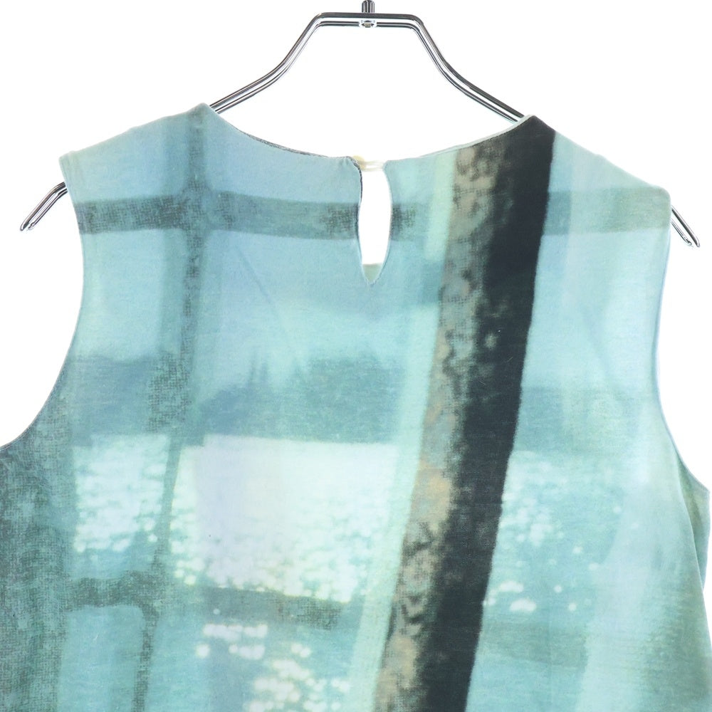 agnes b.(アニエスベー) フォト総柄転写 ノースリーブワンピース カットソー レディース ブルー/グリーン