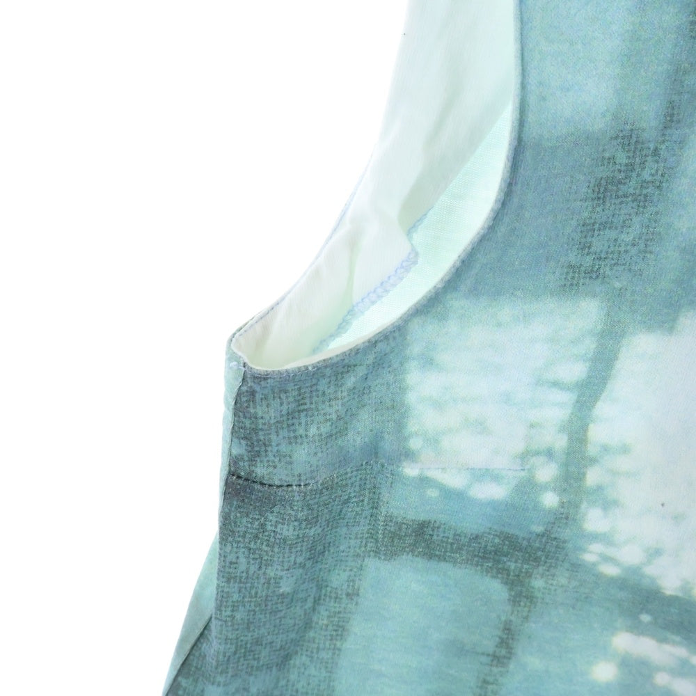 agnes b.(アニエスベー) フォト総柄転写 ノースリーブワンピース カットソー レディース ブルー/グリーン