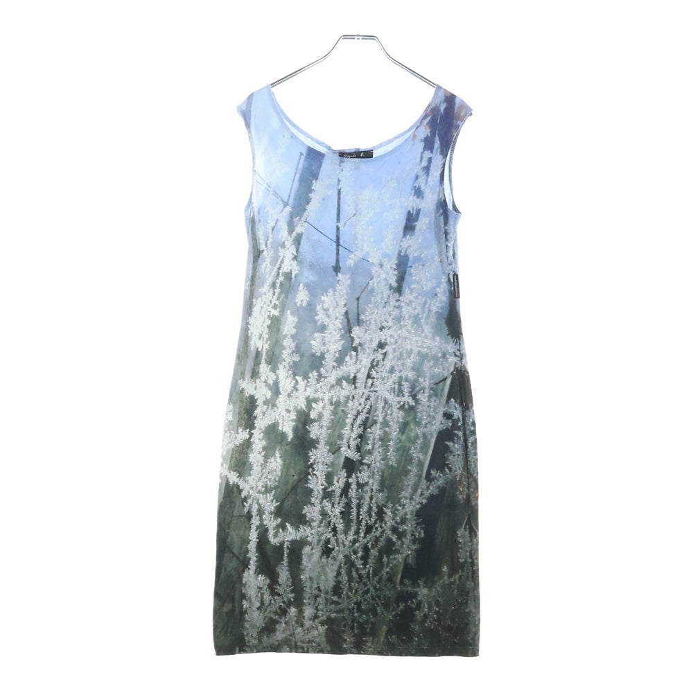 agnes b.(アニエスベー) フォト総柄プリント ノースリーブワンピース レディース ブルー