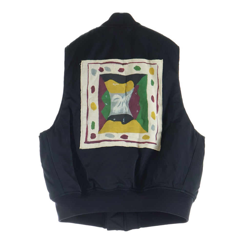 Sasquatchfabrix.(サスクワッチファブリックス) 23AW MA-1 FLIGHT VEST THE DOVE OF PEACE 両面パッチワーク フライトベストジャケット ブラック 23AW-JKM-005