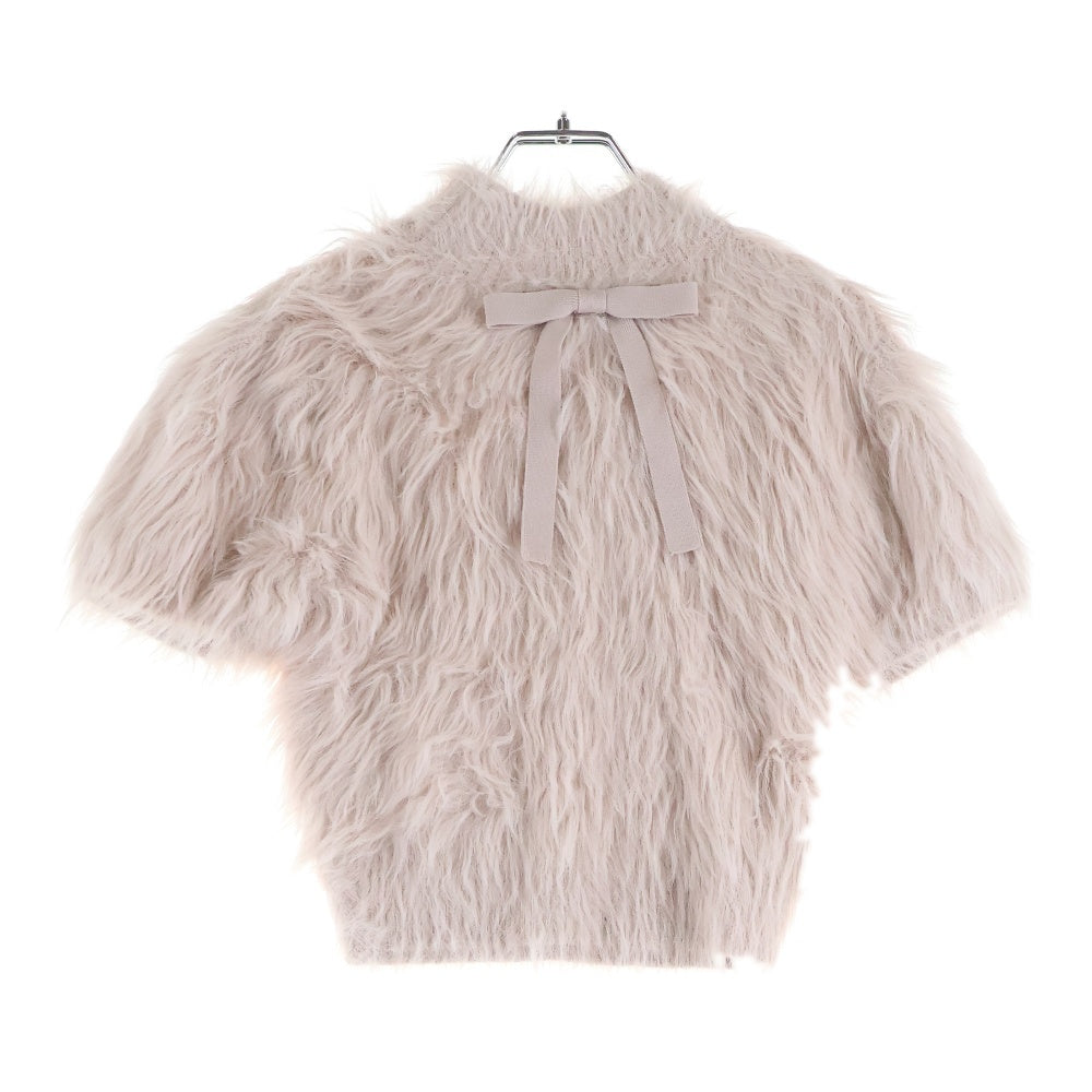 NO BRAND(ノーブランド) MISTREASS ミストレアス FLUFFY RIBBON PUFF KNIT TOP フラッフィー リボン パフ シャギーニットトップス ピンク レディース 253101