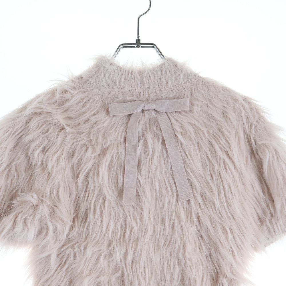 NO BRAND(ノーブランド) MISTREASS ミストレアス FLUFFY RIBBON PUFF KNIT TOP フラッフィー リボン パフ シャギーニットトップス ピンク レディース 253101
