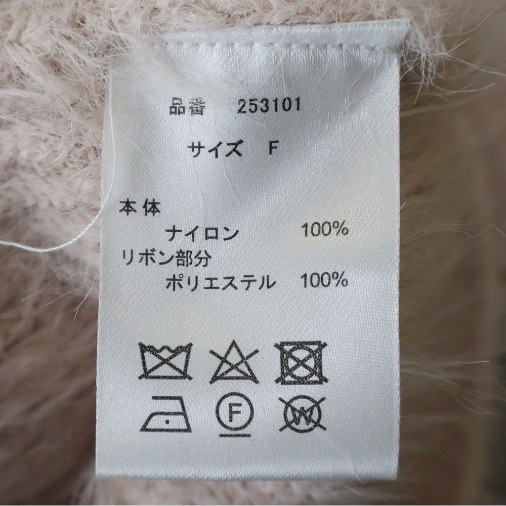 NO BRAND(ノーブランド) MISTREASS ミストレアス FLUFFY RIBBON PUFF KNIT TOP フラッフィー リボン パフ シャギーニットトップス ピンク レディース 253101