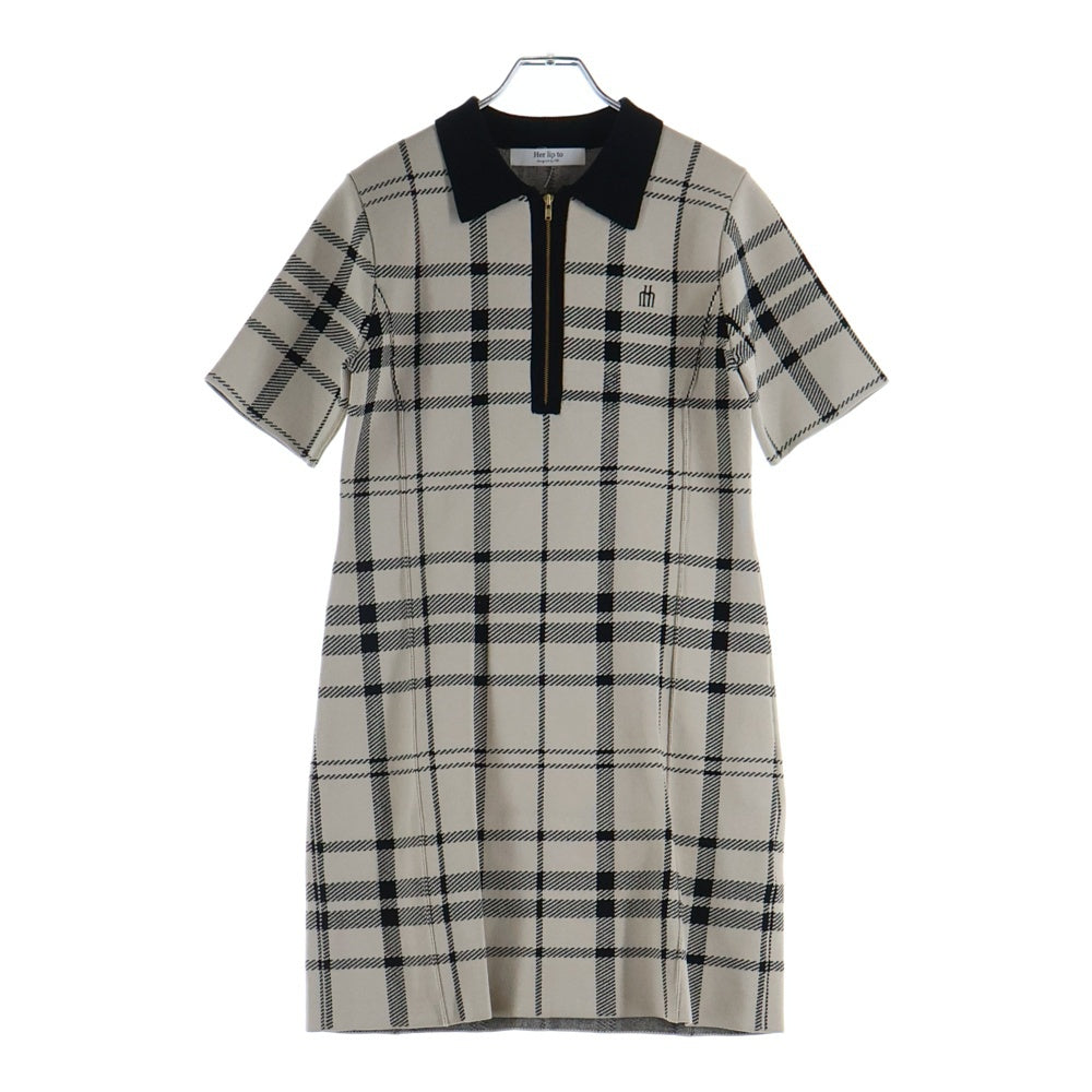 NO BRAND(ノーブランド) Her Lip to ハーリップトゥ TROIS LOGO KNIT MINI DRESS トロワロゴ ニット ミニドレス ベージュ/ブラック レディース 1243205023