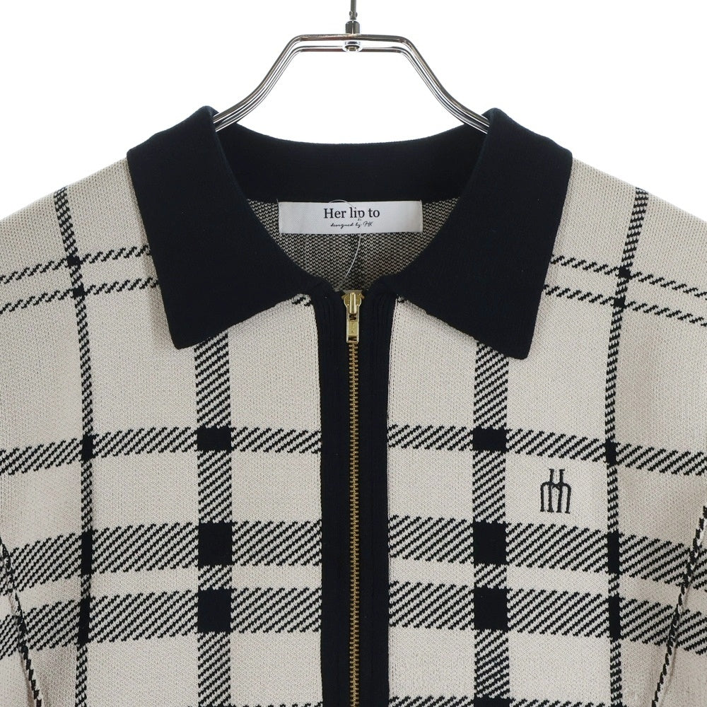 NO BRAND(ノーブランド) Her Lip to ハーリップトゥ TROIS LOGO KNIT MINI DRESS トロワロゴ ニット ミニドレス ベージュ/ブラック レディース 1243205023