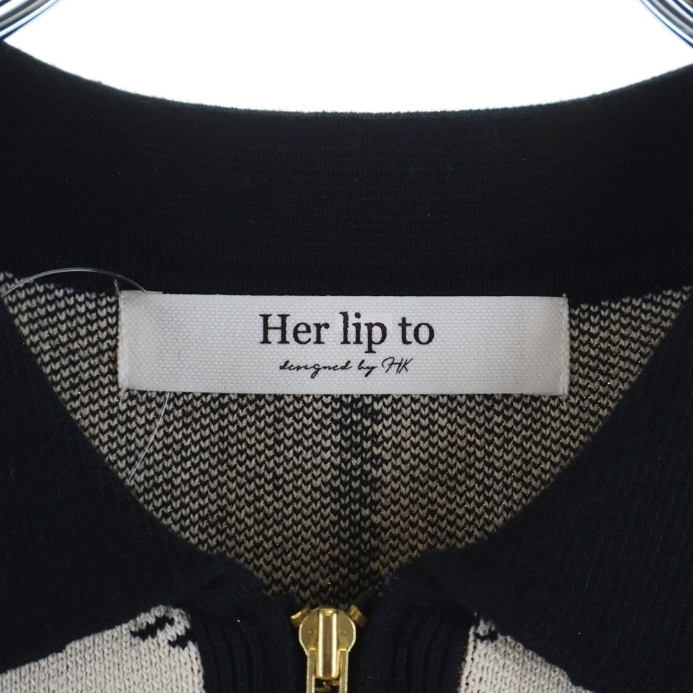 NO BRAND(ノーブランド) Her Lip to ハーリップトゥ TROIS LOGO KNIT MINI DRESS トロワロゴ ニット ミニドレス ベージュ/ブラック レディース 1243205023