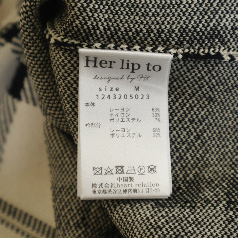 NO BRAND(ノーブランド) Her Lip to ハーリップトゥ TROIS LOGO KNIT MINI DRESS トロワロゴ ニット ミニドレス ベージュ/ブラック レディース 1243205023