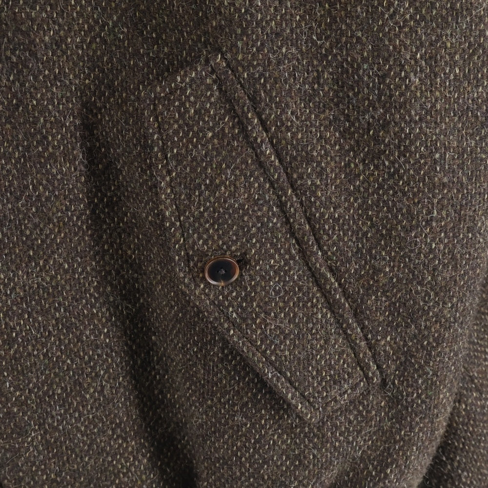AURALEE(オーラリー) 24AW LAMA SHETLAND WOOL TWEED ZIP BLOUSON ラマ シェットランドウール ツイード スタンドカラー ジップアップ ブルゾン ジャケット ブラウン A24AB03LS