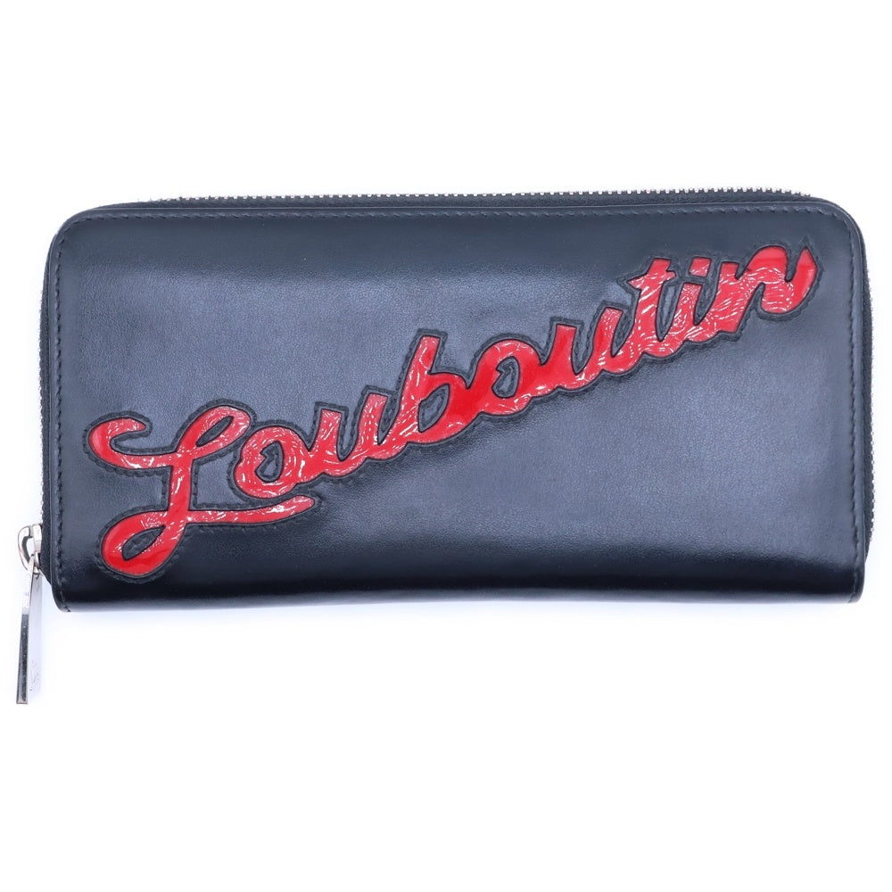 CHRISTIAN LOUBOUTIN(クリスチャンルブタン) PANETTONE パネトーネ レザー ラウンドファスナー ロングウォレット 長財布 ブラック/レッド 3195121