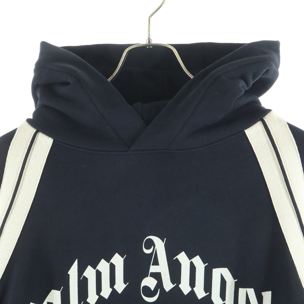 Palm Angels(パームエンジェルス) CURVED LOGO TRACK HOODIE カーブドロゴ トラックフーディー プルオーバーパーカー ブラック PMBB171S25FLE001