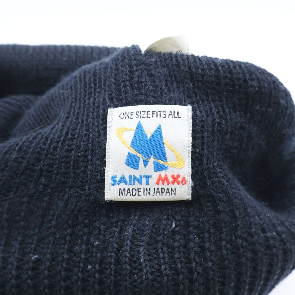 SAINT MICHAEL(セントマイケル) KNIT CAP エンブロイダリーロゴデザイン ニットキャップ 帽子 ブラック SM-YS1-0000-081