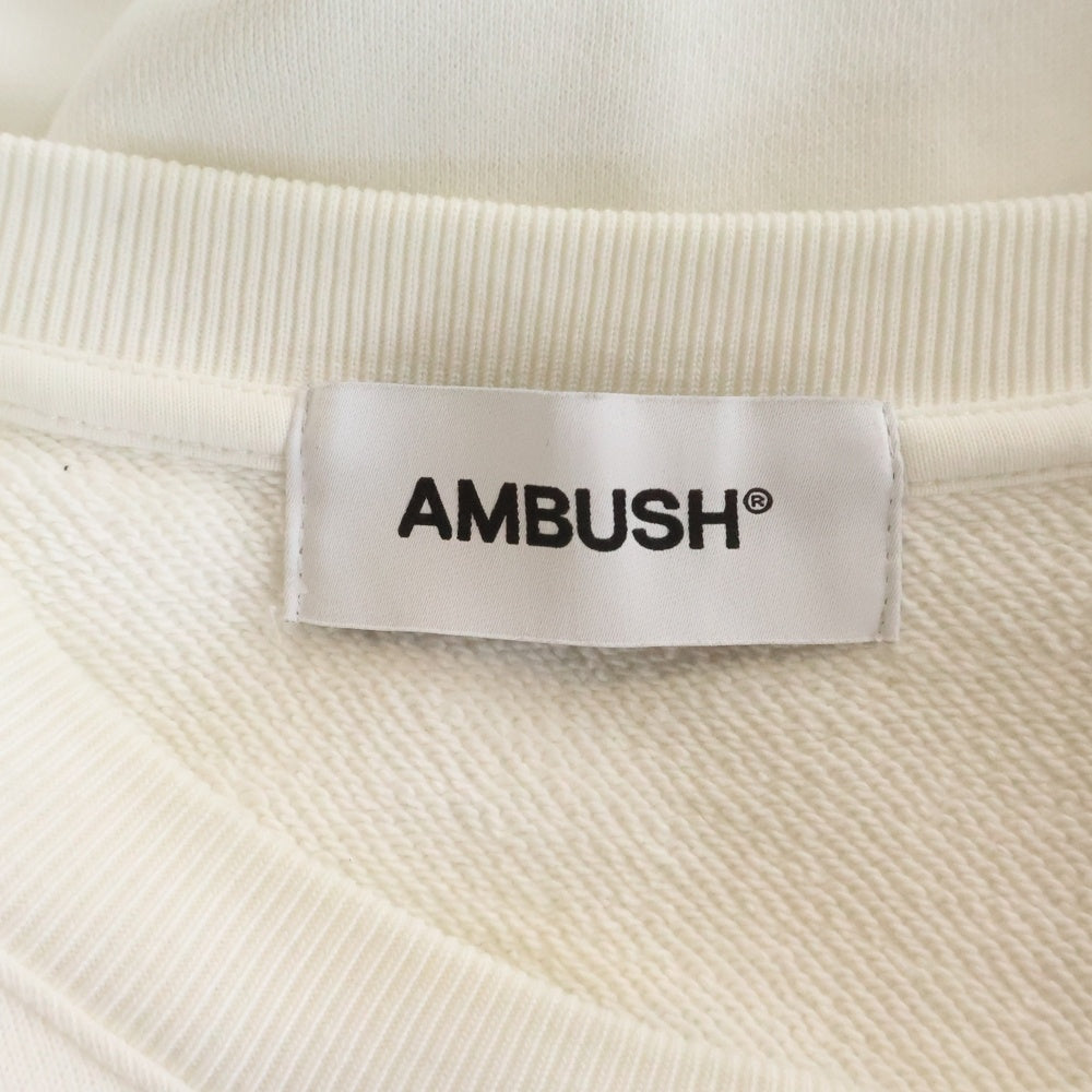AMBUSH(アンブッシュ) フロントエンブロイダリーデザイン クルーネック スウェット トレーナー ホワイト BWBA005S21FLE001