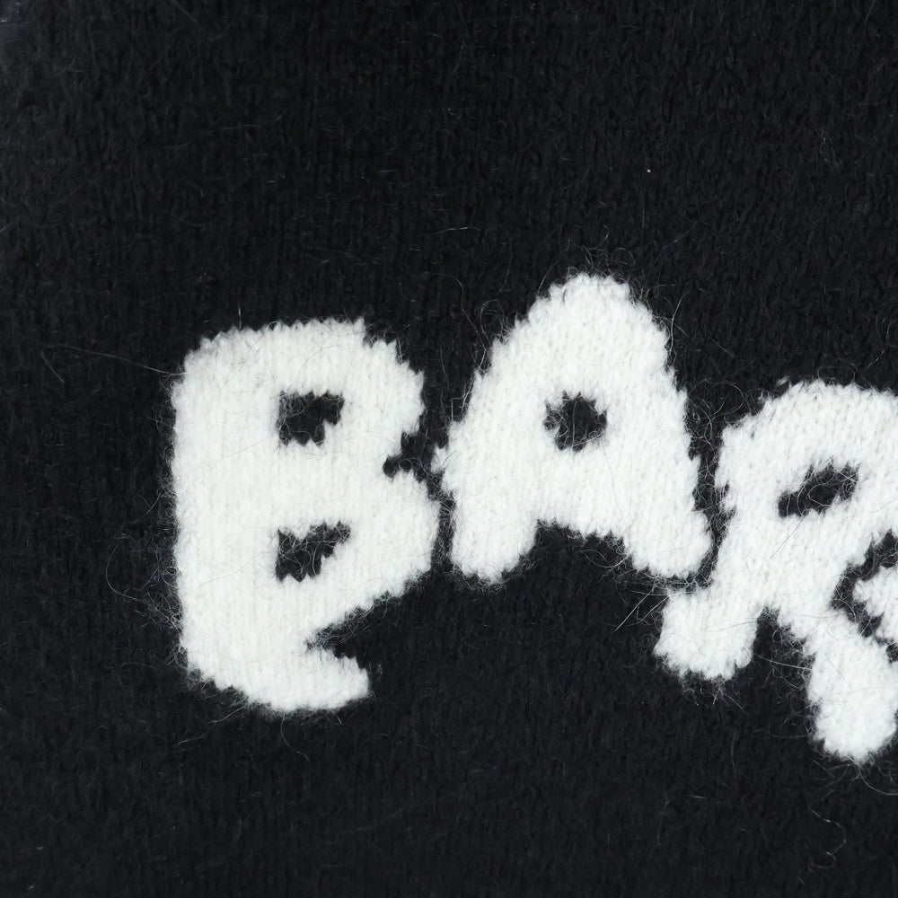 BARROW(バロウ) BIG ビックロゴデザイン クルーネック ニット セーター ブラック
