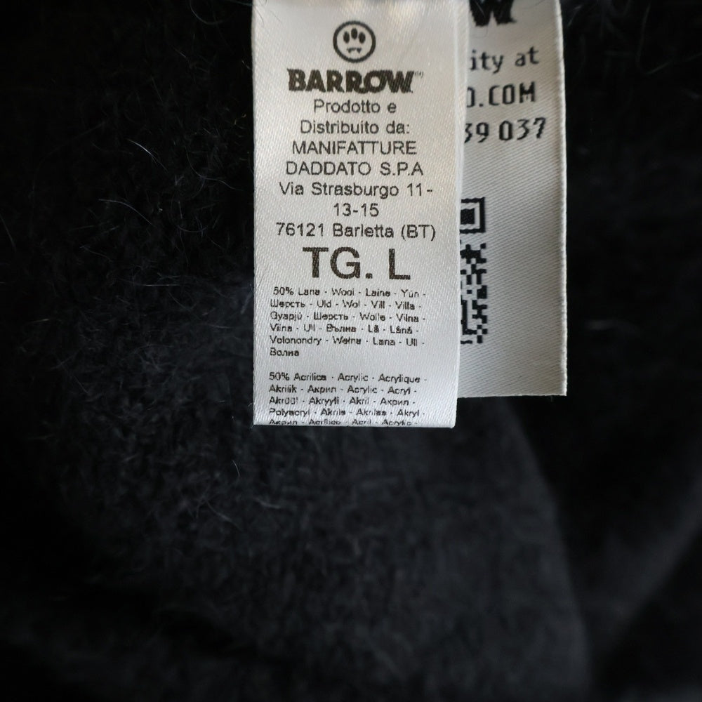 BARROW(バロウ) BIG ビックロゴデザイン クルーネック ニット セーター ブラック