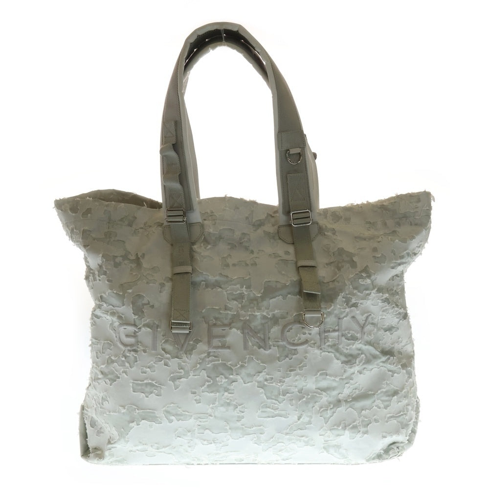 GIVENCHY(ジバンシィ) 23SS XL G-SHOPPER Gショッパー デストロイ加工 ロゴエンブロイダリー トートバッグ グレー/ホワイト レディース