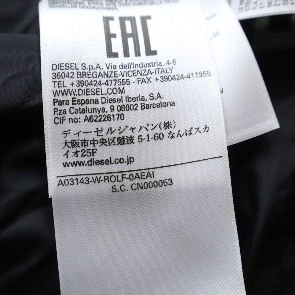 DIESEL(ディーゼル) W-ROLF JACKET ダブルウルフ フーデッドジップアップダウンジャケット ブラック A03143