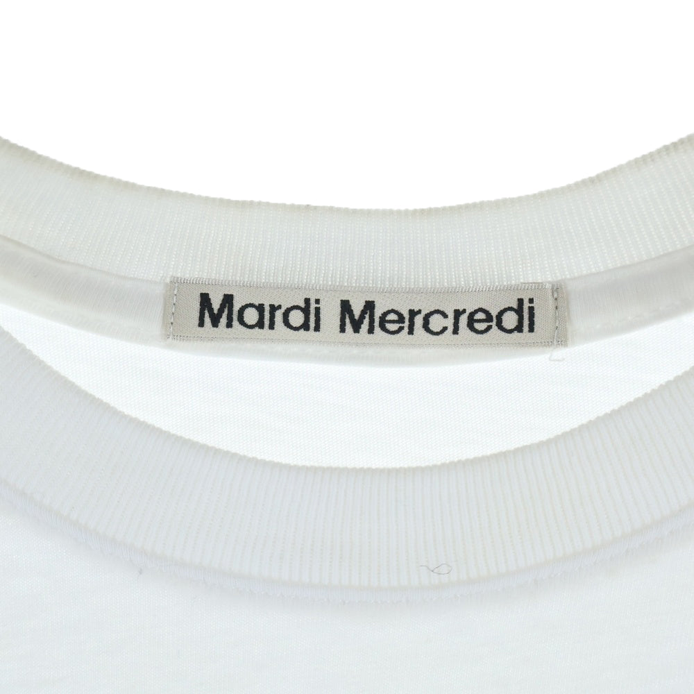 Mardi Mercredi(マルディメクルディ) FLOWER フラワーロゴプリント クルーネック 半袖Tシャツ カットソー ホワイト レディース