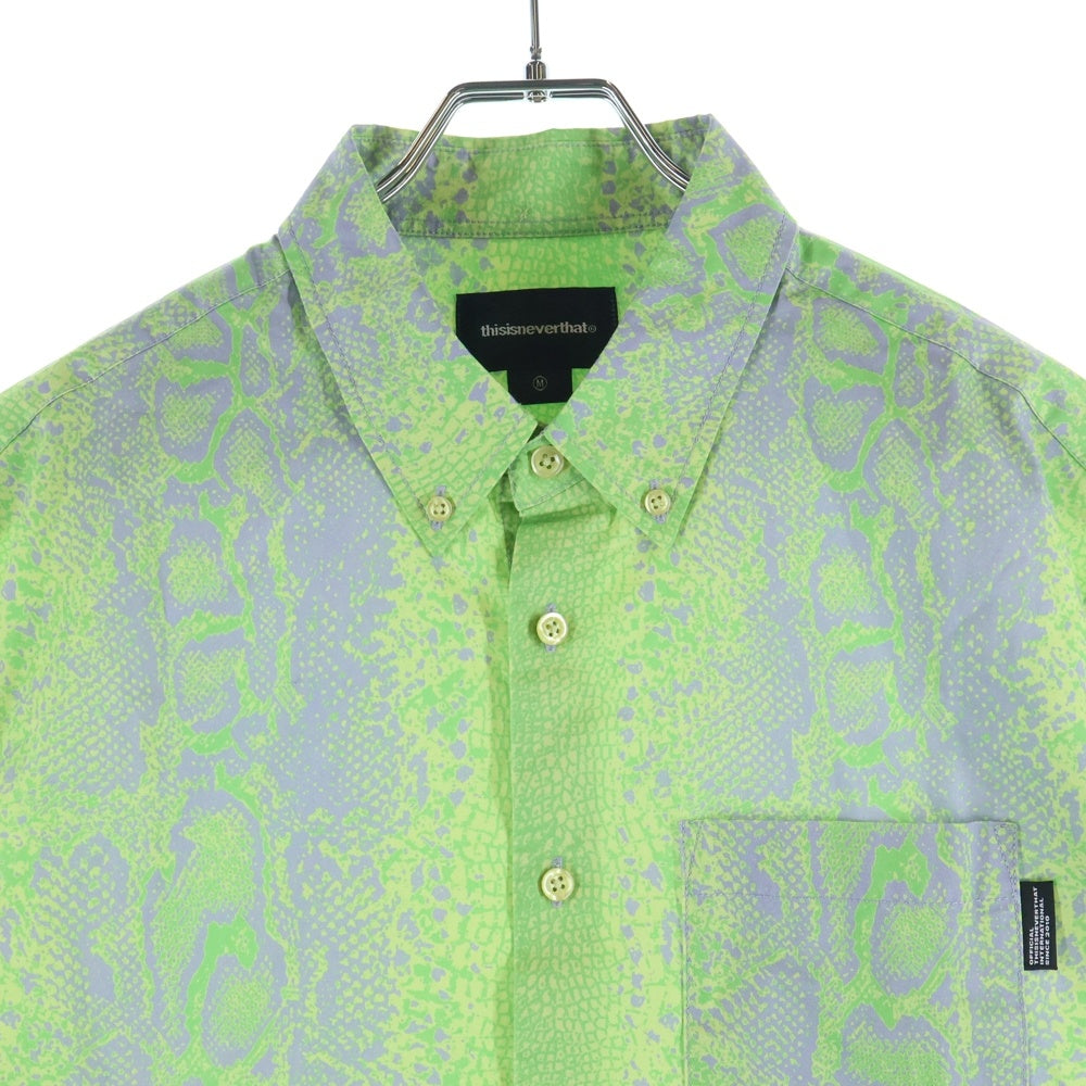 THISISNEVERTHAT(ディスイズネバーザット) PYTHON SS SHIRT パイソン柄 ボタンダウン 半袖シャツ グリーン TN251WSHTS04