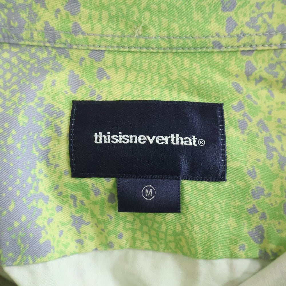 THISISNEVERTHAT(ディスイズネバーザット) PYTHON SS SHIRT パイソン柄 ボタンダウン 半袖シャツ グリーン TN251WSHTS04