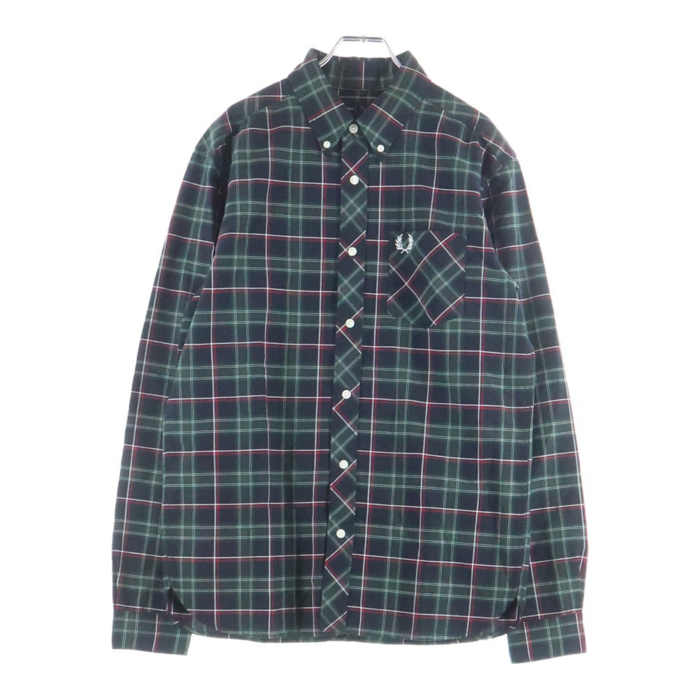 FRED PERRY(フレッドペリー) TARTAN SHIRT タータンチェック コットン ボタンダウン 長袖シャツ グリーン/レッド M1740 Z89