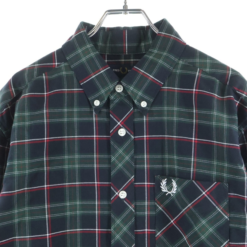 FRED PERRY(フレッドペリー) TARTAN SHIRT タータンチェック コットン ボタンダウン 長袖シャツ グリーン/レッド M1740 Z89