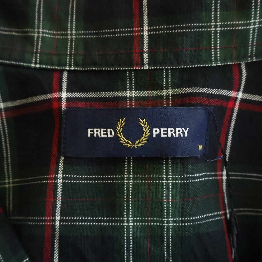 FRED PERRY(フレッドペリー) TARTAN SHIRT タータンチェック コットン ボタンダウン 長袖シャツ グリーン/レッド M1740 Z89
