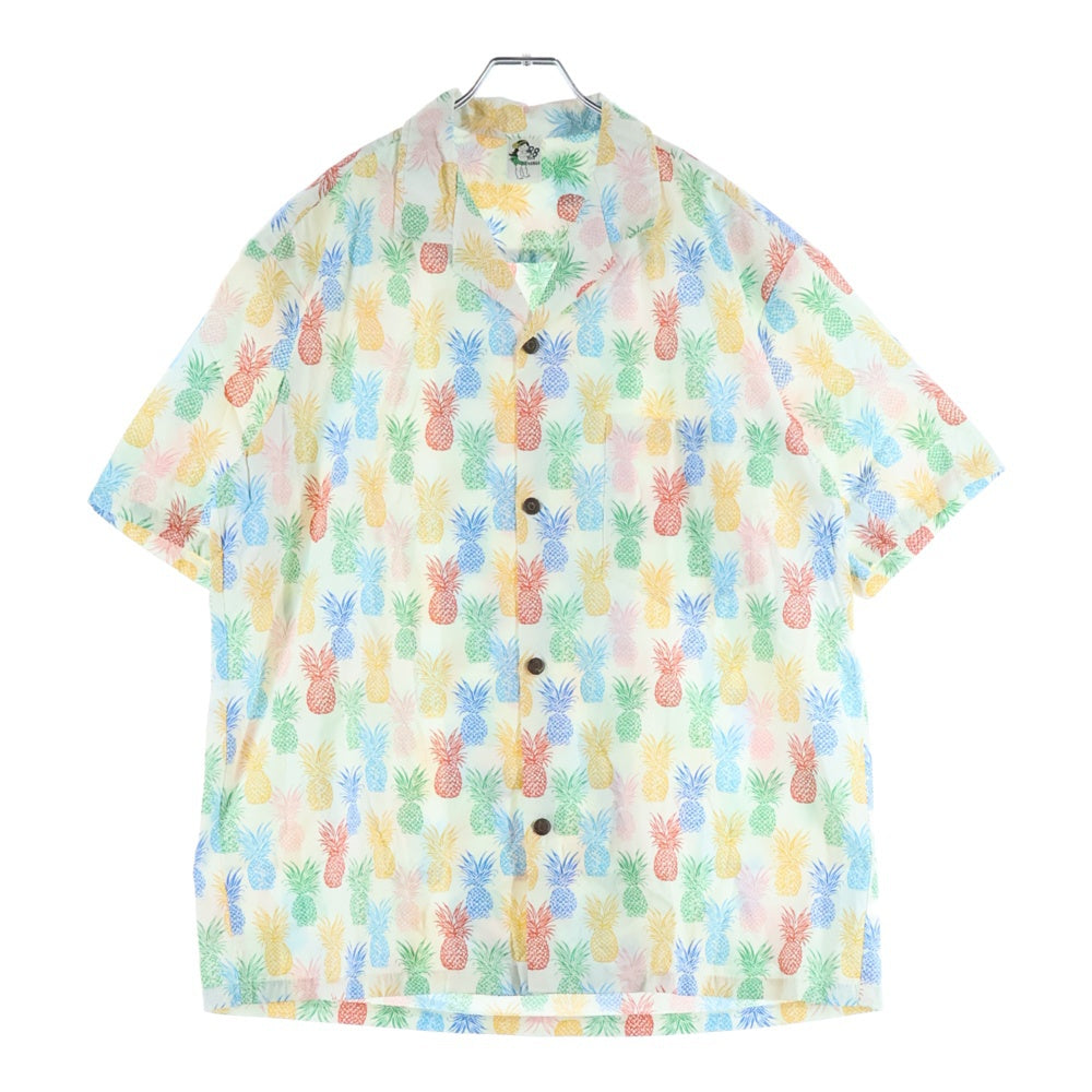 88 TEES(88ティーズ) ハワイ製 パイナップルマルチカラープリント オープンカラー 半袖ハワイアンシャツ アロハシャツ マルチカラー