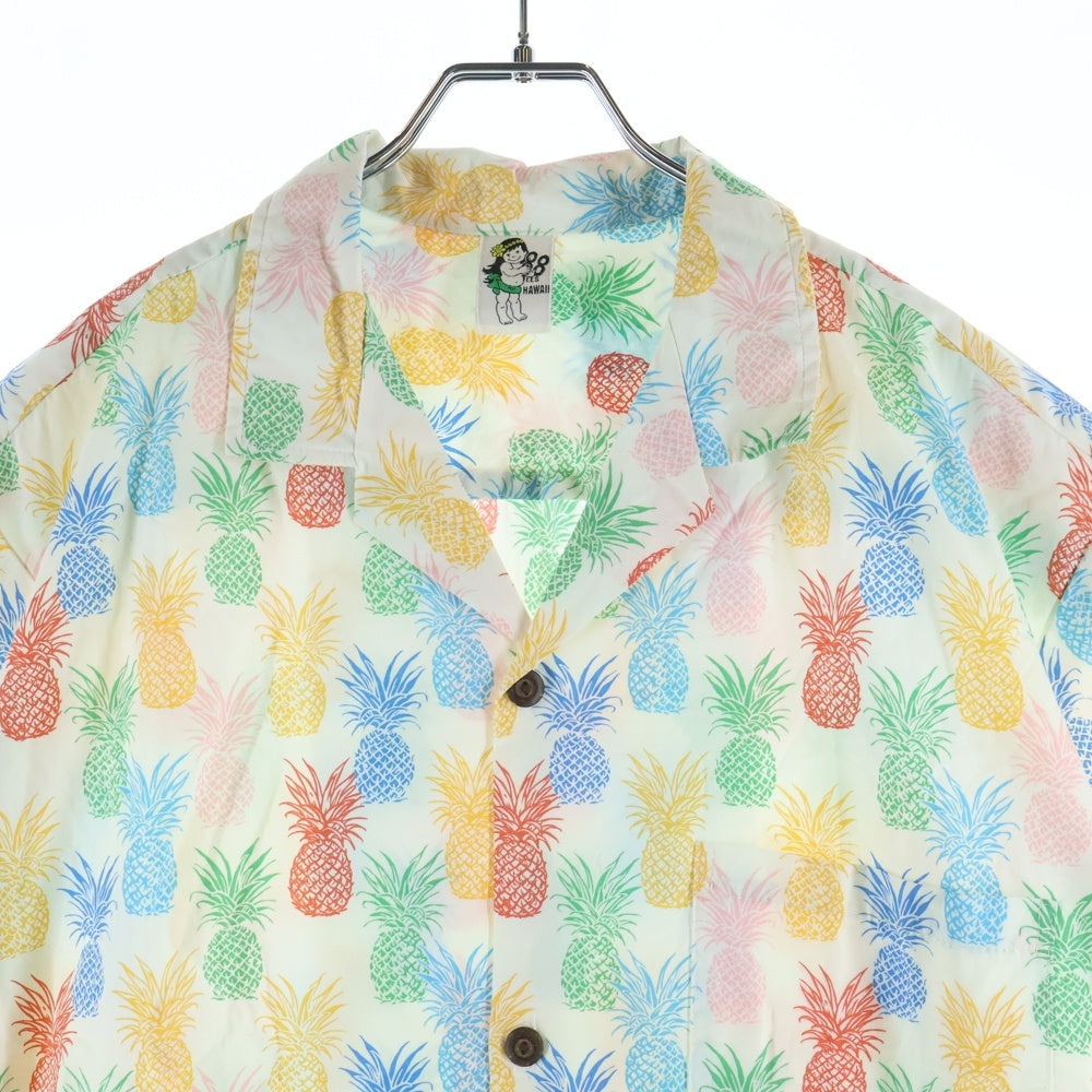88 TEES(88ティーズ) ハワイ製 パイナップルマルチカラープリント オープンカラー 半袖ハワイアンシャツ アロハシャツ マルチカラー