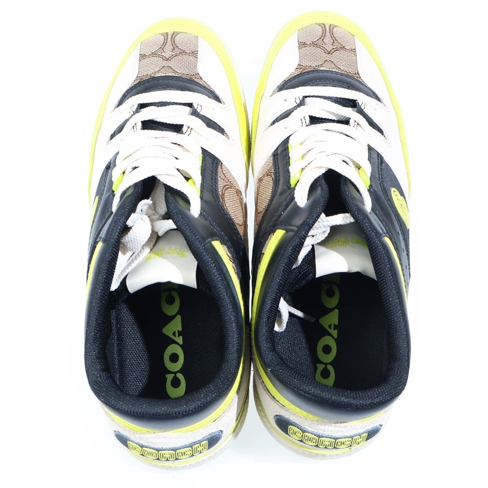 COACH(コーチ) カラーブロック シグネチャー/レザー ローカットスニーカー ホワイト/イエロー/ベージュ US8D/26cm CL347