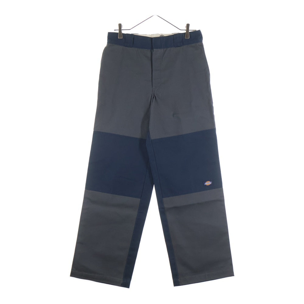 Dickies(ディッキーズ) ×ADAM ET ROPE アダムエロペ バイカラーデザイン ダブルニー ワイド ルーズ チノワークパンツ ネイビー/グレー GKS-43260