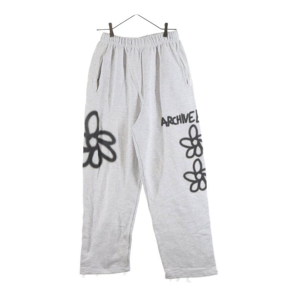 NO BRAND(ノーブランド) ARCHIEVE BOLD(アーカイブボールド)FLOWER SWEAT PANTS フラワープリント スウェットロングパンツ グレー